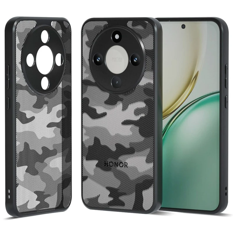 IBMRS Mobile Cover for Honor X9d 5G  /  X70 5G  /  Magic8 Lite 5G Soft TPU + Hard PC Case with Wrist Strap (Precision Cutouts) - Artistic Camouflage