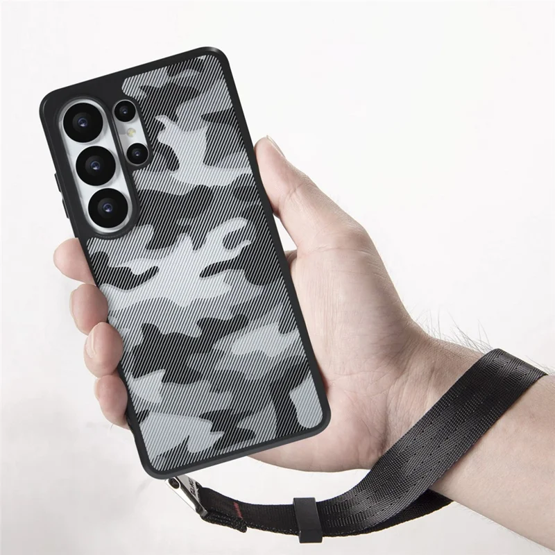 IBMRS pour Samsung Galaxy S26 Ultra Coque Mobile en TPU Souple + PC Rigide avec Sangle de Poignet (Découpes Précises) - Camouflage Artistique