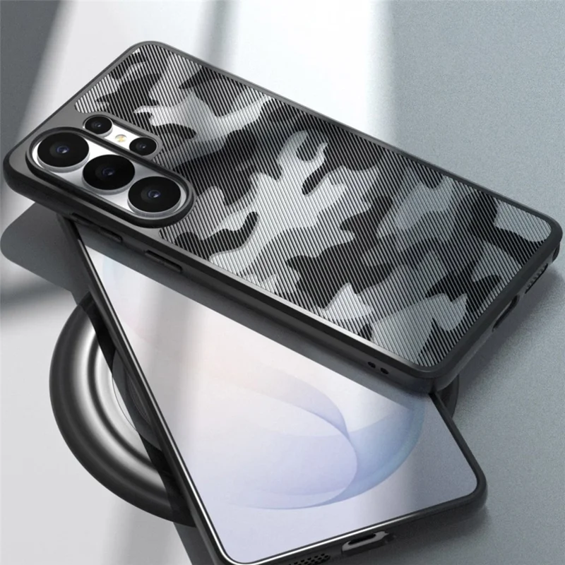IBMRS pour Samsung Galaxy S26 Ultra Coque Mobile en TPU Souple + PC Rigide avec Sangle de Poignet (Découpes Précises) - Camouflage Artistique