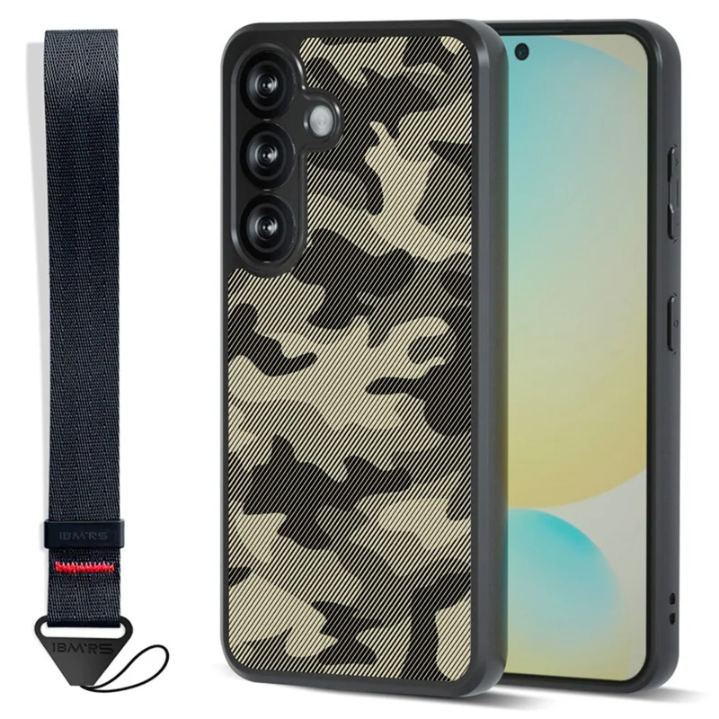 IBMRS per Samsung Galaxy S25 Custodia Morbida in TPU + Custodia Rigida in PC con Cinturino da Polso (Tagli Precisi) - Camuffamento Artistico