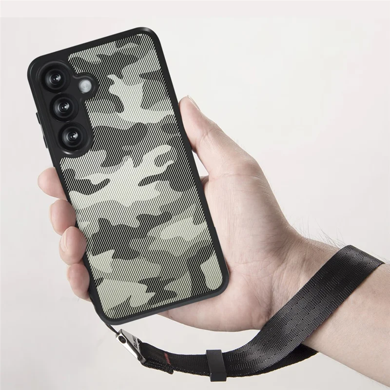 IBMRS per Samsung Galaxy S25 Custodia Morbida in TPU + Custodia Rigida in PC con Cinturino da Polso (Tagli Precisi) - Camuffamento Artistico