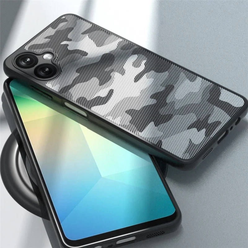 IBMRS for Samsung Galaxy A06 5G Mobile Cover Soft TPU + Hard PC Case with Wrist Strap (Precision Cutouts) - Artistic Camouflage