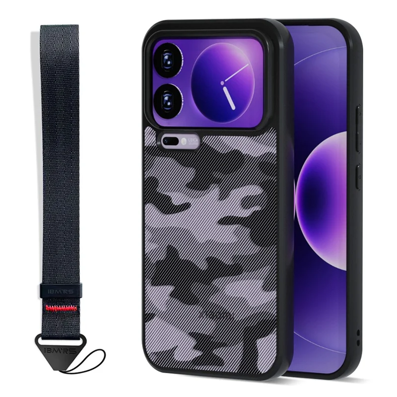 IBMRS for Xiaomi 17 Pro Max Mobile Cover Soft TPU + Hard PC Case with Wrist Strap (Precision Cutouts) - Artistic Camouflage