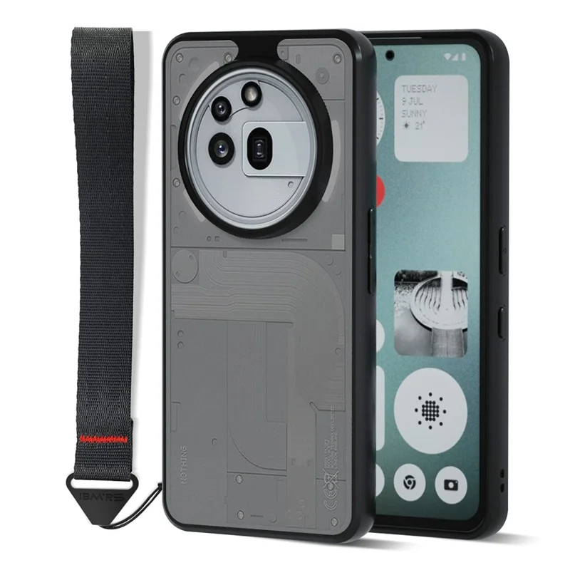 IBMRS for Nothing Phone (3a) Pro Mobile Cover Soft TPU + Hard PC Case with Wrist Strap (Precision Cutouts) - Frosted Black