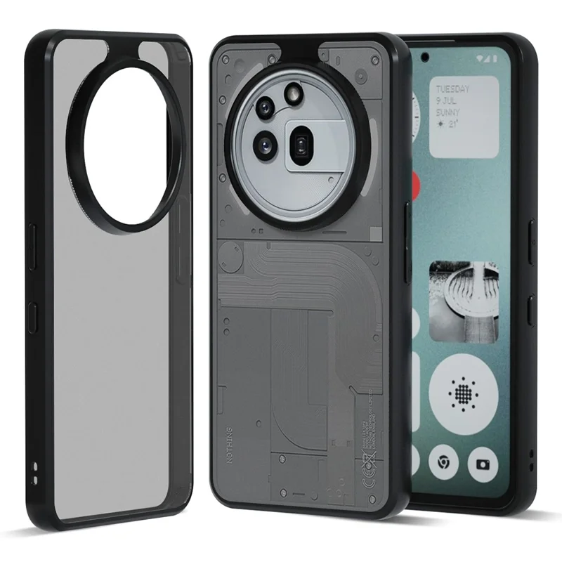IBMRS for Nothing Phone (3a) Pro Mobile Cover Soft TPU + Hard PC Case with Wrist Strap (Precision Cutouts) - Frosted Black