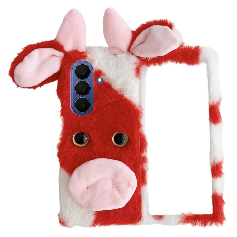 For Samsung Galaxy Z Fold8 Case Plush Cow Hard PC Protective Phone Cover - Red