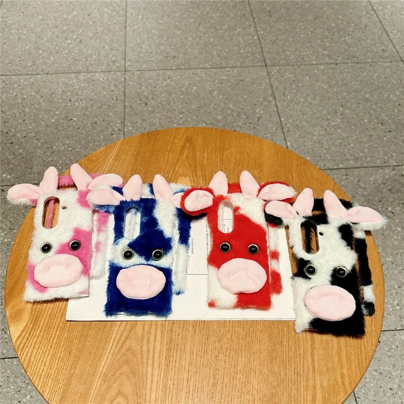For Samsung Galaxy Z Fold8 Case Plush Cow Hard PC Protective Phone Cover - Red