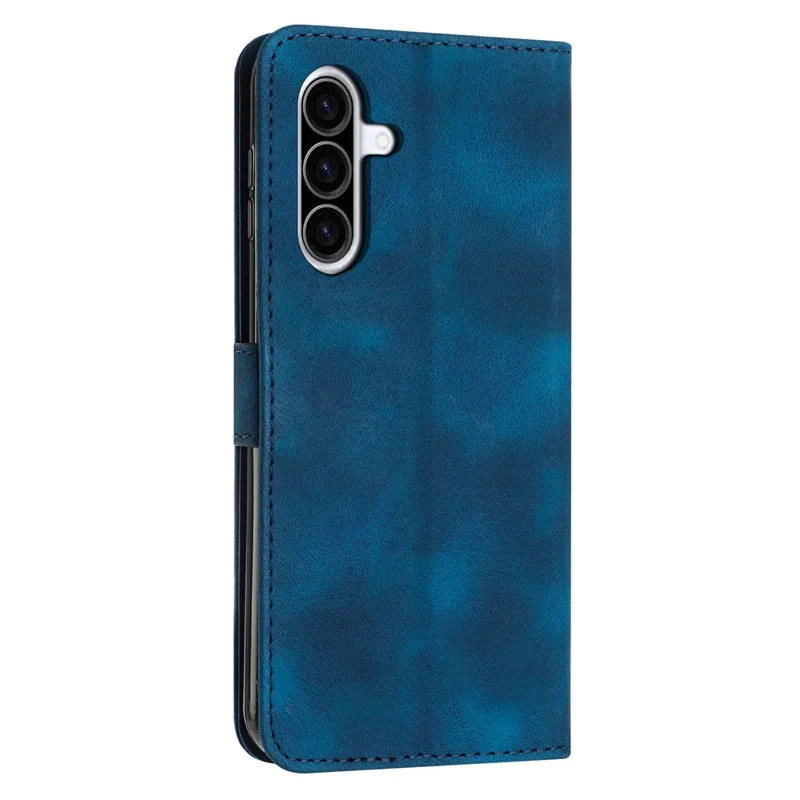 Capa de Couro para Samsung Galaxy A27 com Estampa de Triângulos, Capa de Telefone com Alça de Mão - Azul