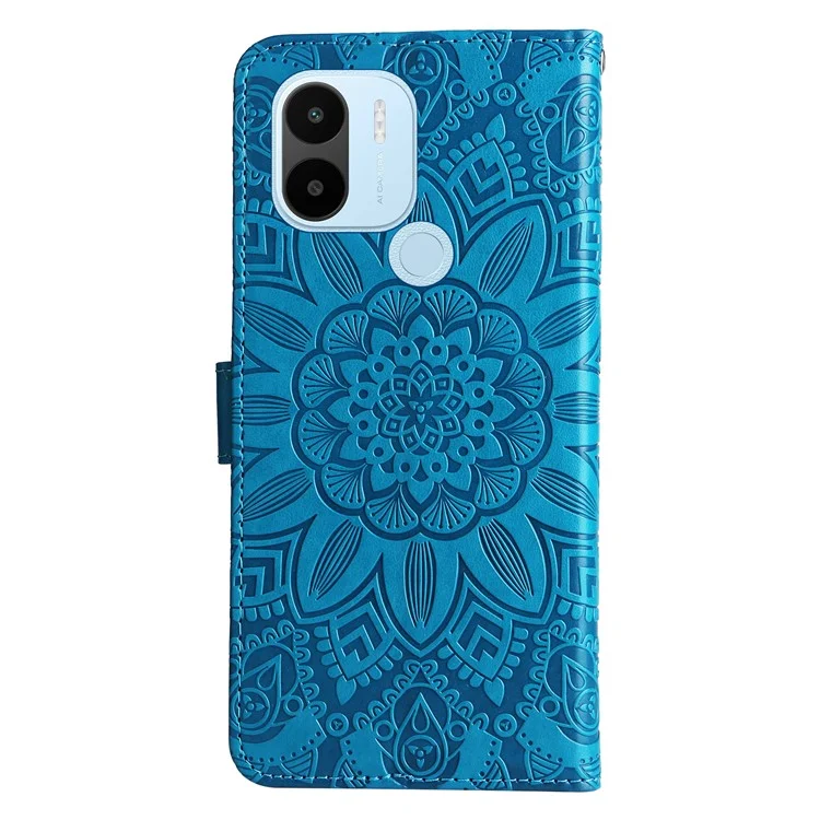 Pour Xiaomi Redmi a1 + 4G PU Cuir pu Sunflower Imprimé Couverture Couverture Globale Sold de Fermeture Magnétique Couvercle Avec Bracelet de Poignet - Bleu