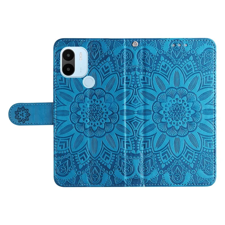 Pour Xiaomi Redmi a1 + 4G PU Cuir pu Sunflower Imprimé Couverture Couverture Globale Sold de Fermeture Magnétique Couvercle Avec Bracelet de Poignet - Bleu