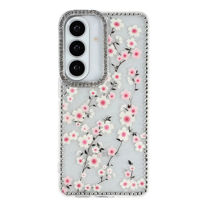 For Samsung Galaxy A37 5G Case Rhinestone Edge Flower TPU + PC IMD Phone Cover - F2