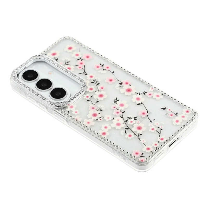 For Samsung Galaxy A37 5G Case Rhinestone Edge Flower TPU + PC IMD Phone Cover - F2