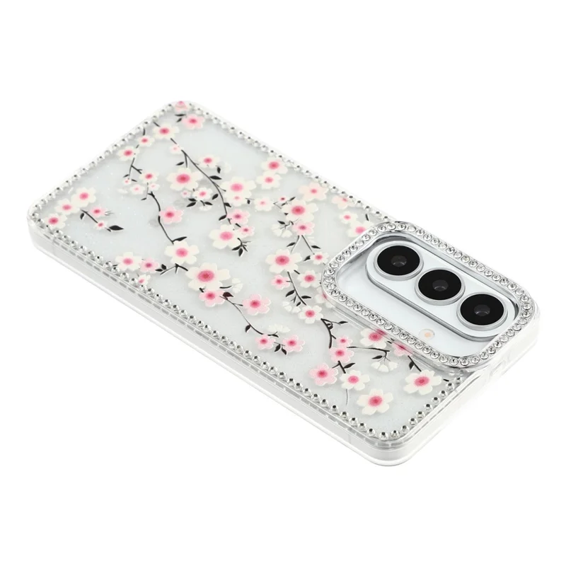 For Samsung Galaxy A37 5G Case Rhinestone Edge Flower TPU + PC IMD Phone Cover - F2