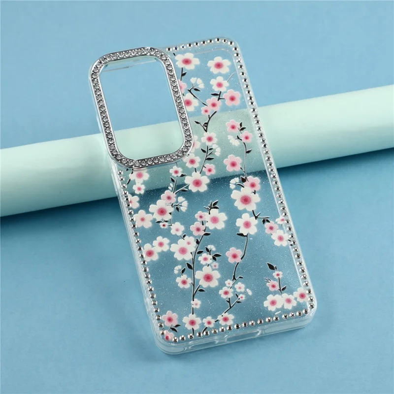 For Samsung Galaxy A37 5G Case Rhinestone Edge Flower TPU + PC IMD Phone Cover - F2