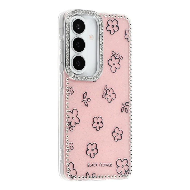 For Samsung Galaxy S26+ Case Rhinestone Edge Flower TPU + PC IMD Phone Cover - F4