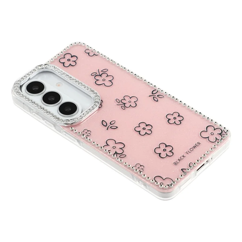 For Samsung Galaxy S26+ Case Rhinestone Edge Flower TPU + PC IMD Phone Cover - F4