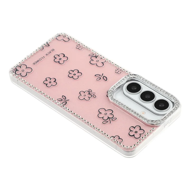 For Samsung Galaxy S26+ Case Rhinestone Edge Flower TPU + PC IMD Phone Cover - F4