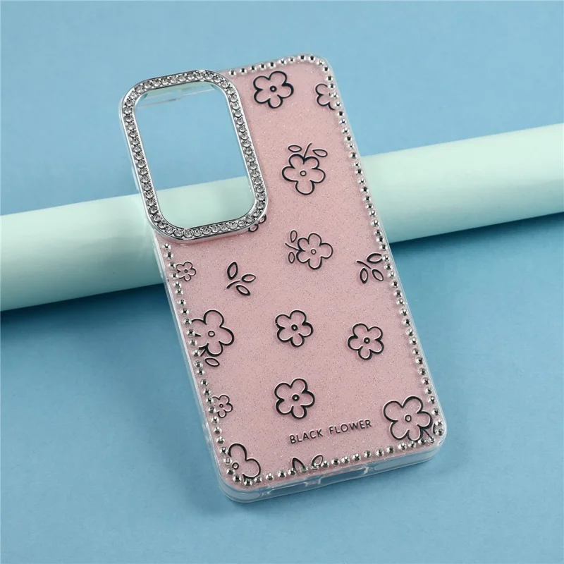 For Samsung Galaxy S26+ Case Rhinestone Edge Flower TPU + PC IMD Phone Cover - F4