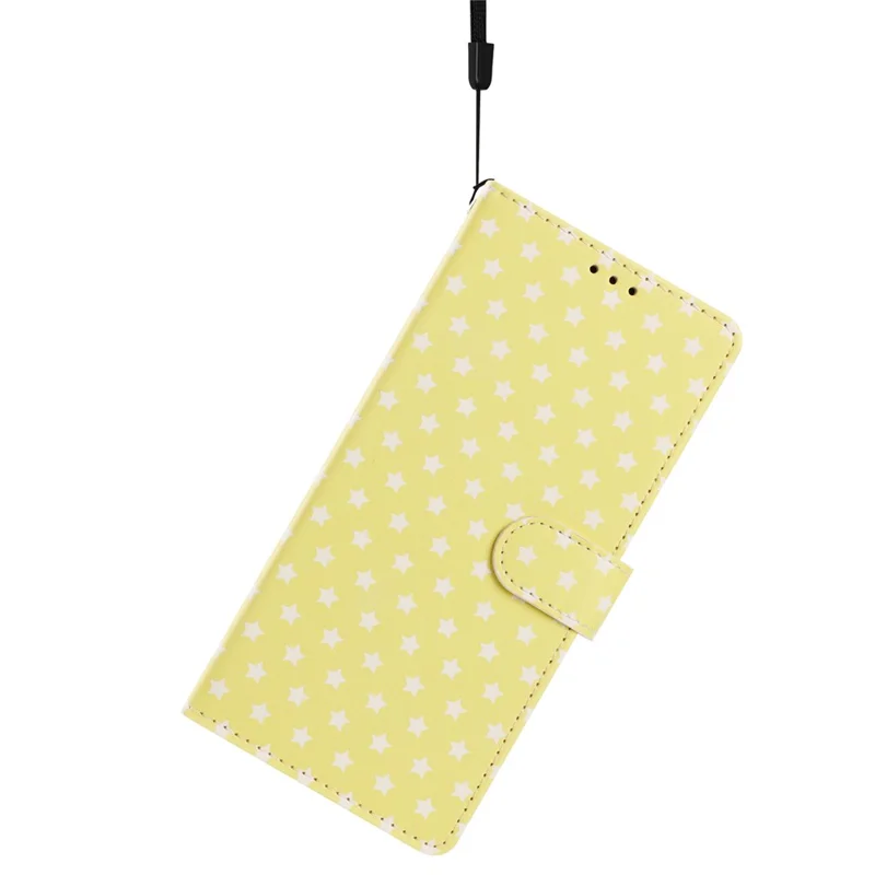 Für iPhone 16 Pro Hülle Sternmuster PU-Leder-Mappenständer-Handyhülle mit Handschlaufe - Gelb