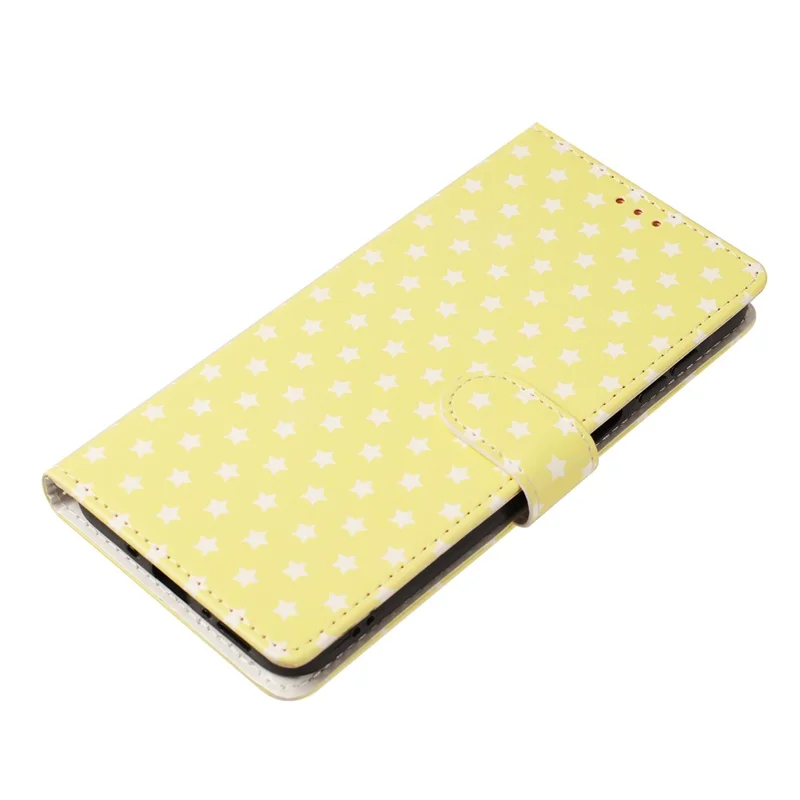 Für iPhone 16 Pro Hülle Sternmuster PU-Leder-Mappenständer-Handyhülle mit Handschlaufe - Gelb