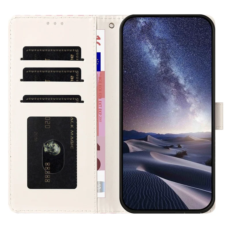 Étui pour iPhone 16 Pro Max avec motif d'étoiles, portefeuille en cuir PU luxueux avec support et dragonne - Noir