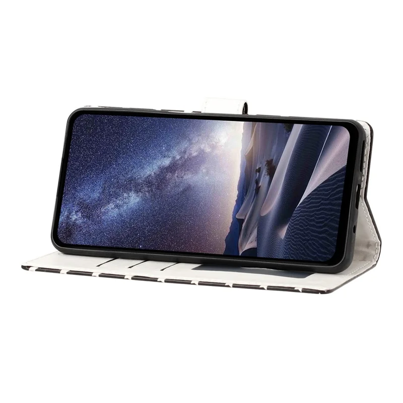 Étui pour iPhone 16 Pro Max avec motif d'étoiles, portefeuille en cuir PU luxueux avec support et dragonne - Noir