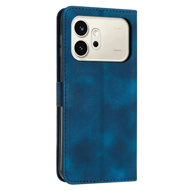 For Honor 600 5G  /  600 Pro 5G Leather Case Imprinted Triangle Phone Cover with Hand Strap - Blue