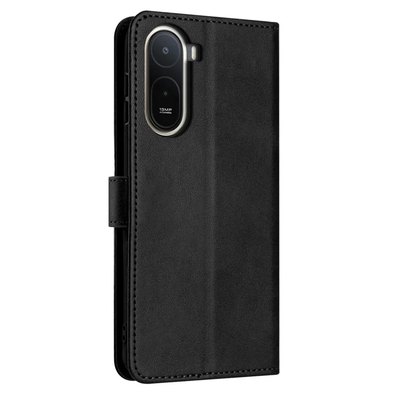 For Xiaomi Redmi A7 Pro 4G / Poco C85x 5G Wallet Case Flip Stand Calf Texture PU Leather Phone Cover with Strap - Black