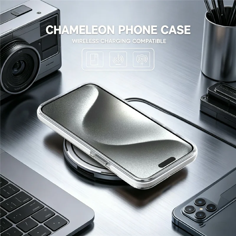 For iPhone 14 Pro Max Magnetic Case Fluorescent Design TPU Acrylic Phone Back Cover with 360° Rotating Kickstand - White