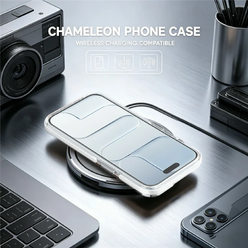 Magnetic Case For iPhone 16e  /  17e Fluorescent Design TPU Acrylic Phone Back Cover with 360° Rotating Kickstand - White