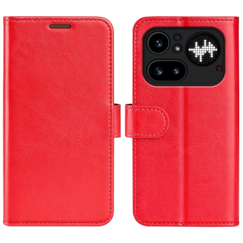 For Nothing Phone (4a) Pro Case Crazy Horse Texture Stand Leather Phone Cover - Red
