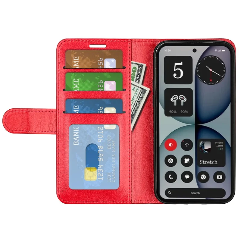 For Nothing Phone (4a) Pro Case Crazy Horse Texture Stand Leather Phone Cover - Red