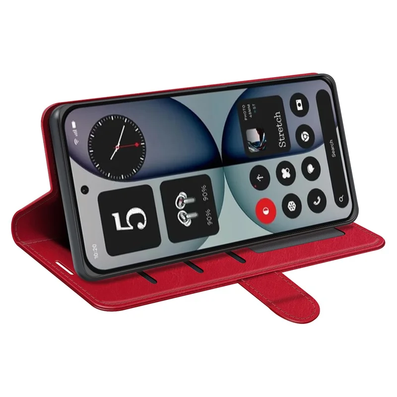 For Nothing Phone (4a) Pro Case Crazy Horse Texture Stand Leather Phone Cover - Red
