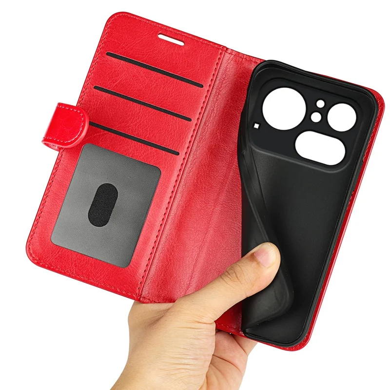 For Nothing Phone (4a) Pro Case Crazy Horse Texture Stand Leather Phone Cover - Red