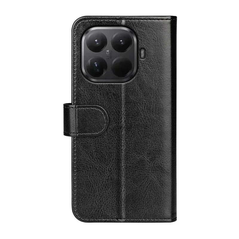 Funda tipo cartera de cuero con textura caballo loco y soporte para Xiaomi 17T - Negro