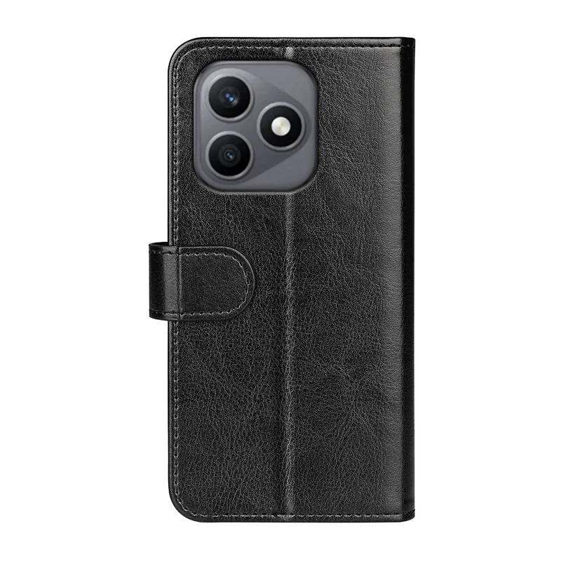 For Honor X8d 4G Case Crazy Horse Texture Stand Leather Phone Cover - Black