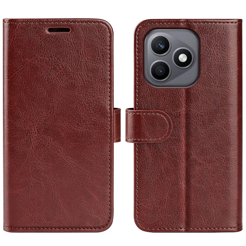 For Honor X8d 4G Case Crazy Horse Texture Stand Leather Phone Cover - Brown
