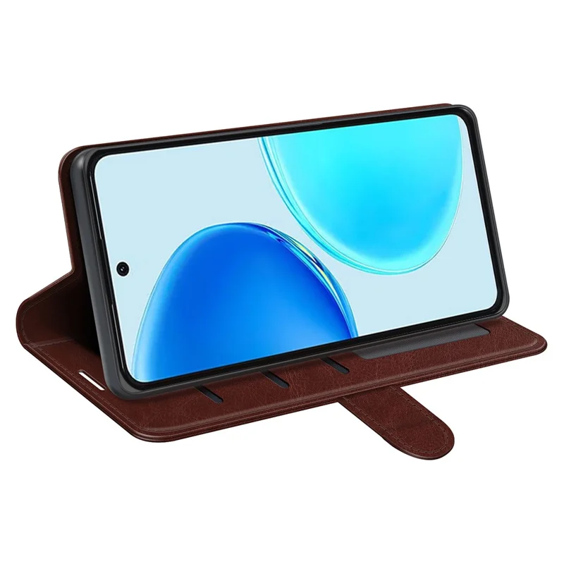 For Honor X8d 4G Case Crazy Horse Texture Stand Leather Phone Cover - Brown