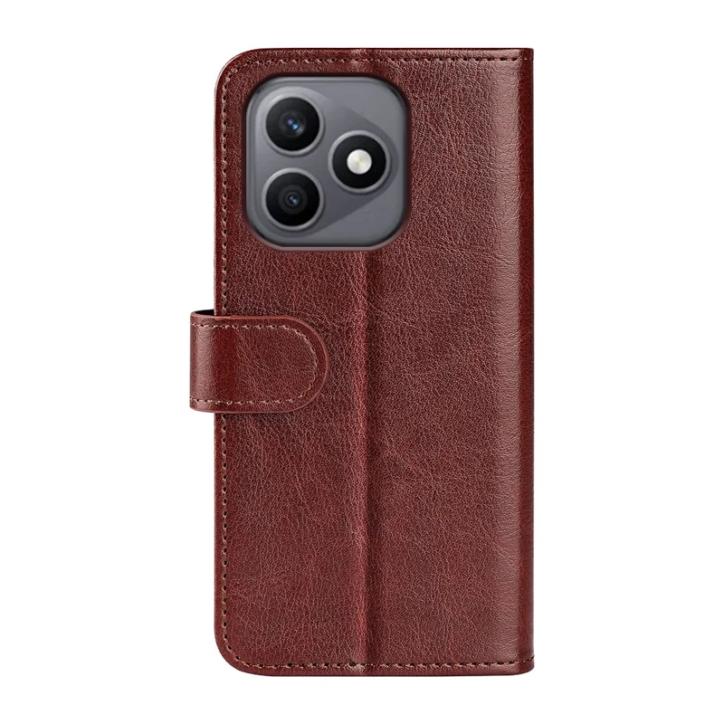 For Honor X8d 4G Case Crazy Horse Texture Stand Leather Phone Cover - Brown