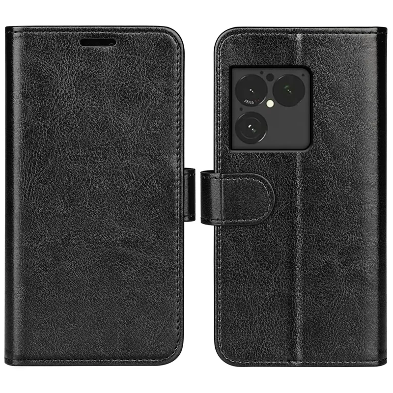 Чехол для Sony Xperia 1 VIII с текстурой дикой лошади, подставка, кожаный чехол-кошелек - черный