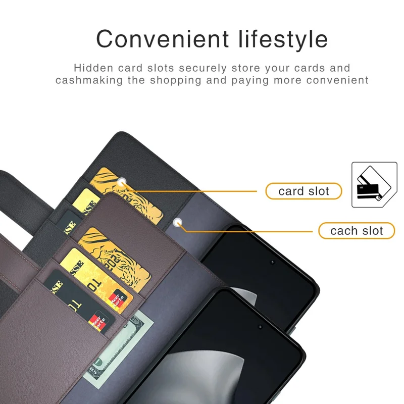 Funda de cuero auténtico dividido para Xiaomi 17T con billetera y soporte - Negro