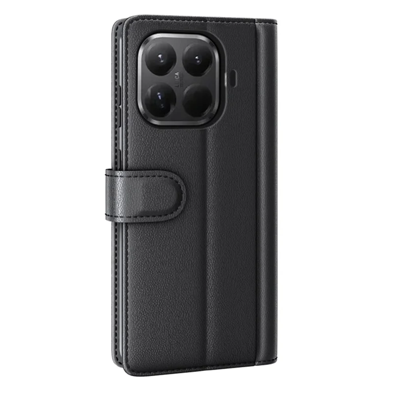 Funda de cuero auténtico dividido para Xiaomi 17T con billetera y soporte - Negro
