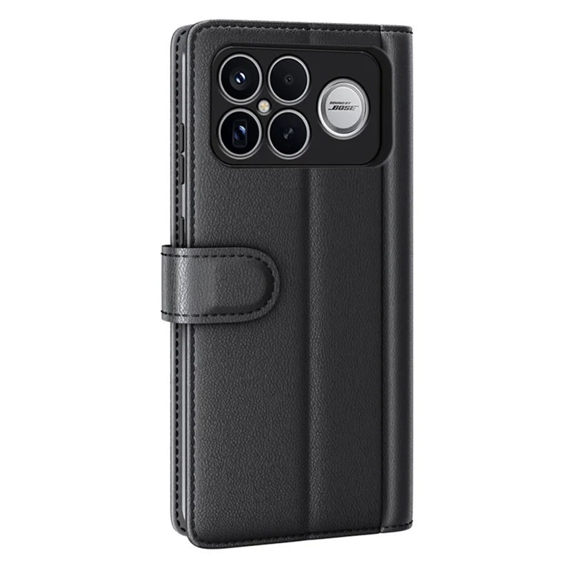 For Xiaomi Redmi K90 Pro Max 5G Case Genuine Split Leather Phone Cover with Wallet Stand - Black