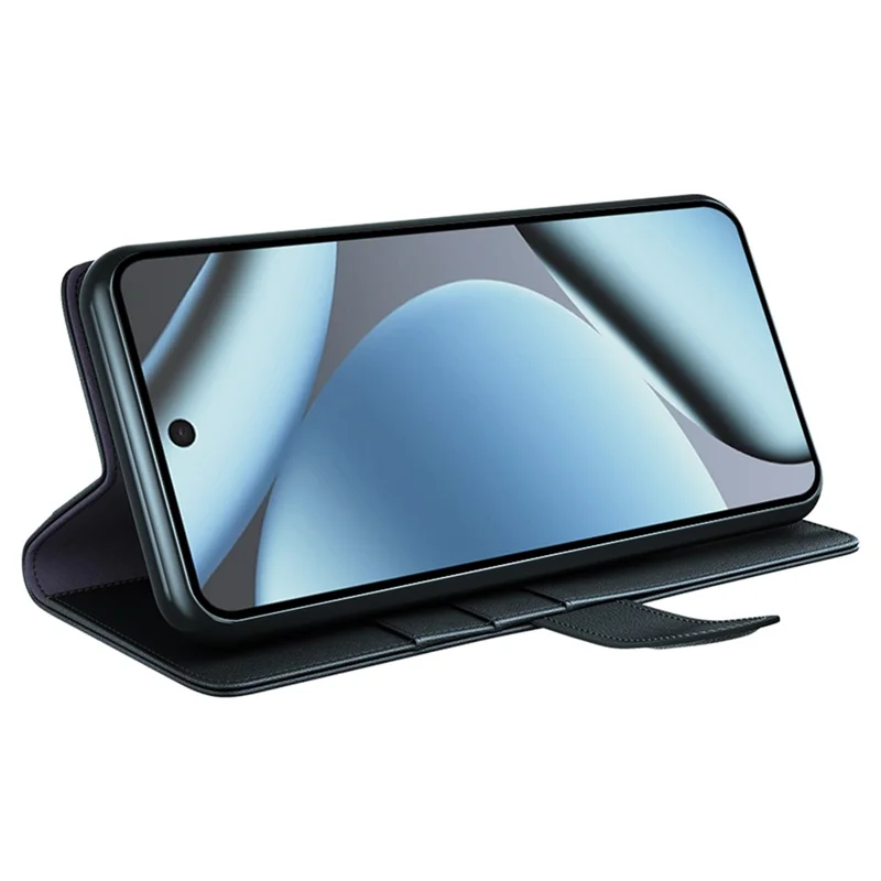 For Google Pixel 11 Case Genuine Split Leather Phone Cover with Wallet Stand - Black