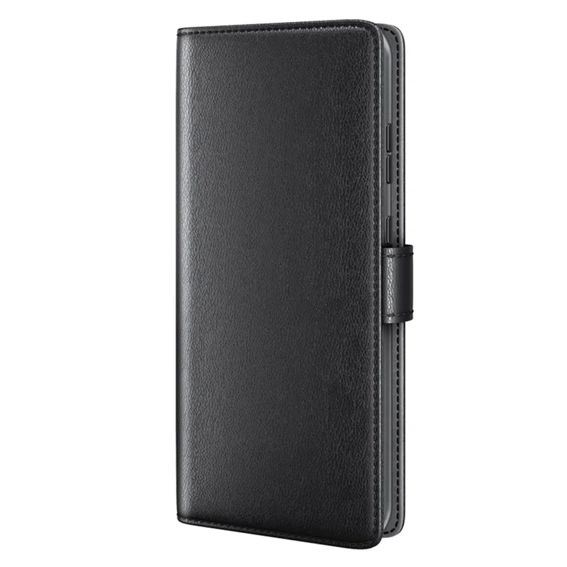 For Google Pixel 11 Case Genuine Split Leather Phone Cover with Wallet Stand - Black