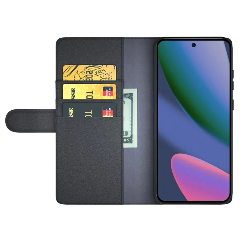 For Google Pixel 11 Pro XL Case Genuine Split Leather Phone Cover with Wallet Stand - Black