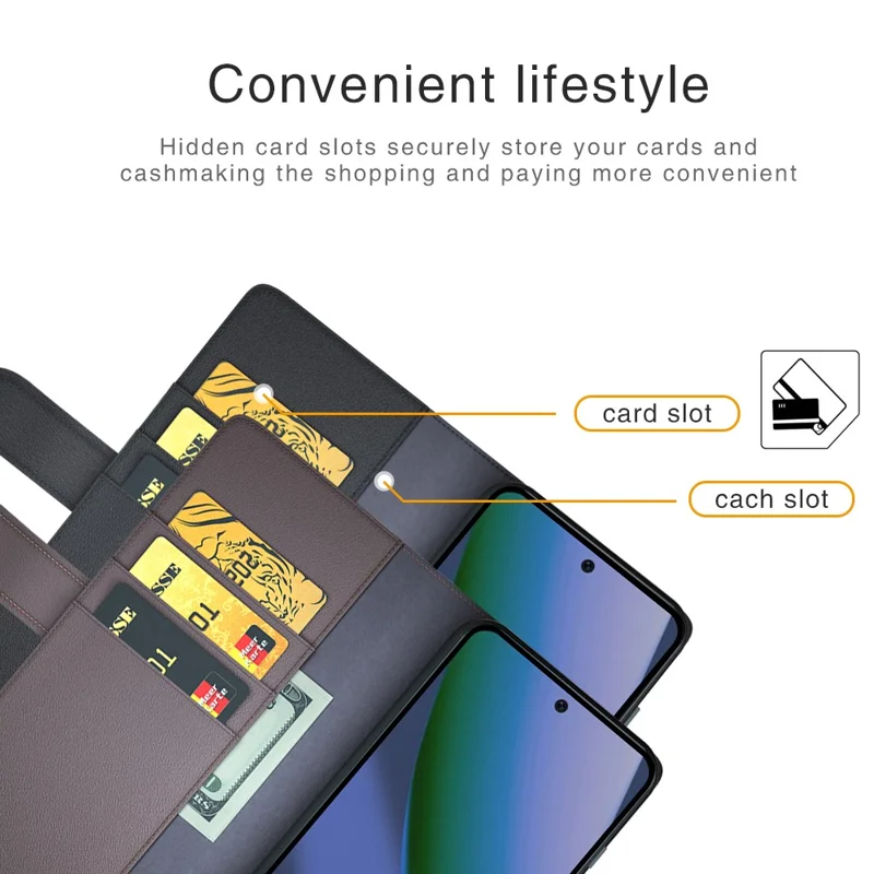 For Google Pixel 11 Pro XL Case Genuine Split Leather Phone Cover with Wallet Stand - Black