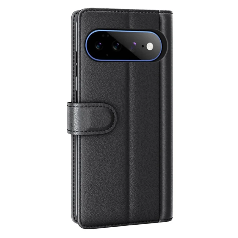 For Google Pixel 11 Pro XL Case Genuine Split Leather Phone Cover with Wallet Stand - Black