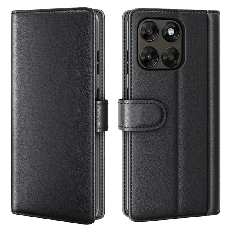 Cover per Motorola Moto G77 5G / G67 5G in Vera Pelle Scamosciata con Portafoglio e Supporto - Nero