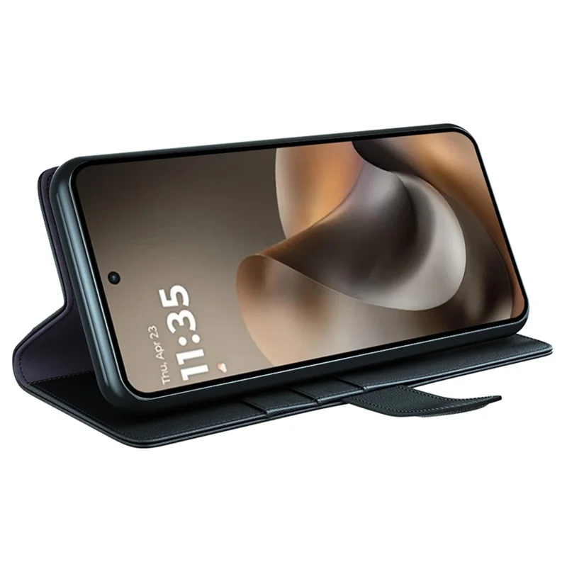Cover per Motorola Moto G77 5G / G67 5G in Vera Pelle Scamosciata con Portafoglio e Supporto - Nero